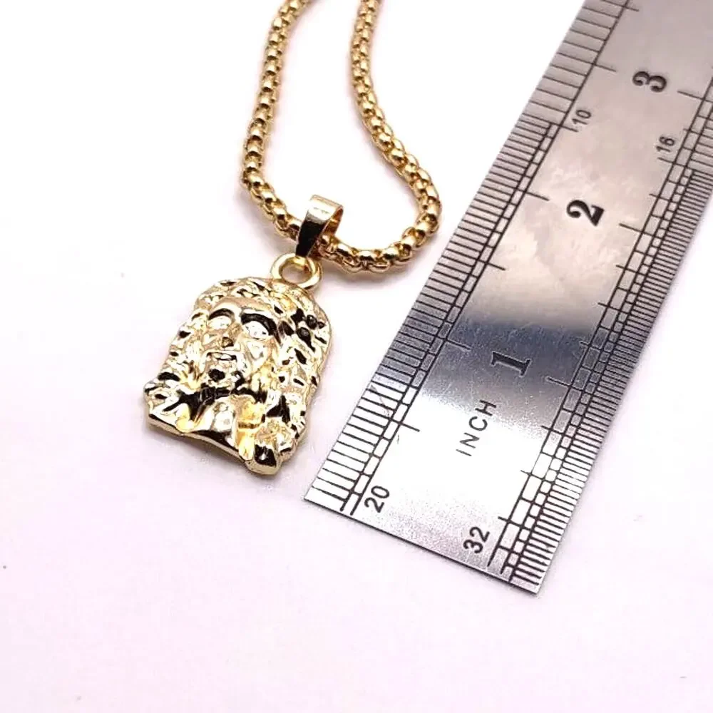 Stainless Jesus Necklace Gold Jesus Crown Thorns Head Valentines Birthday New!